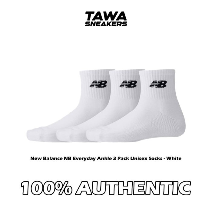 Kaos Kaki New Balance NB Everyday Ankle 3 Pack Unisex Socks White Original