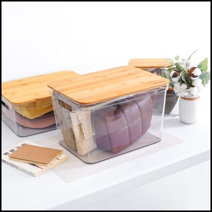 Stora 20 Ltr Kotak Penyimpanan Dengan Tutup Bambu