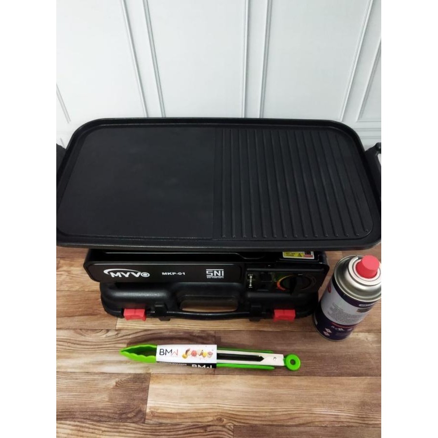 Paket Barbeque BBQ Kompor Myvo + Grill Pan Panjang + Tabung Gas+ Capit