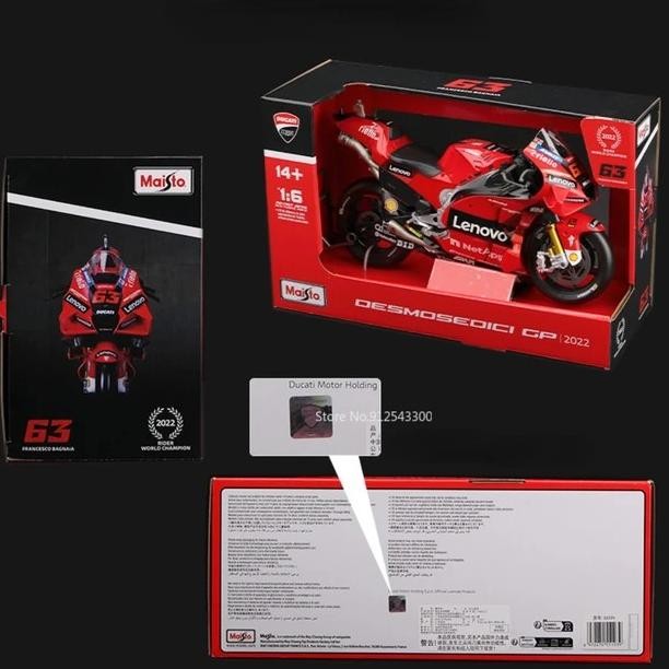 Maisto 1/6 Ducati Lenovo Fleet 2022 Mainan Model Sepeda Motor Balap Motogp Paduan Diecast Model Simu