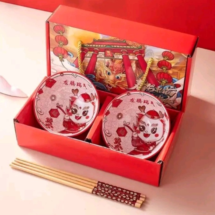 

Imlek MANGKOK KERAMIK IMLEK SET CHINESE NEW YEAR GIFTBOX BOWL WITH CHOPSTIC - 2 bowl2 sumpit !NEW