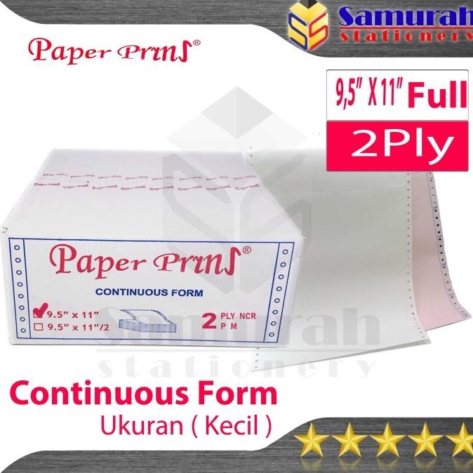 

Kertas Continuous Form Paper Prins 9,5 x 11 full Atau Bagi 2 / K 2 Ply