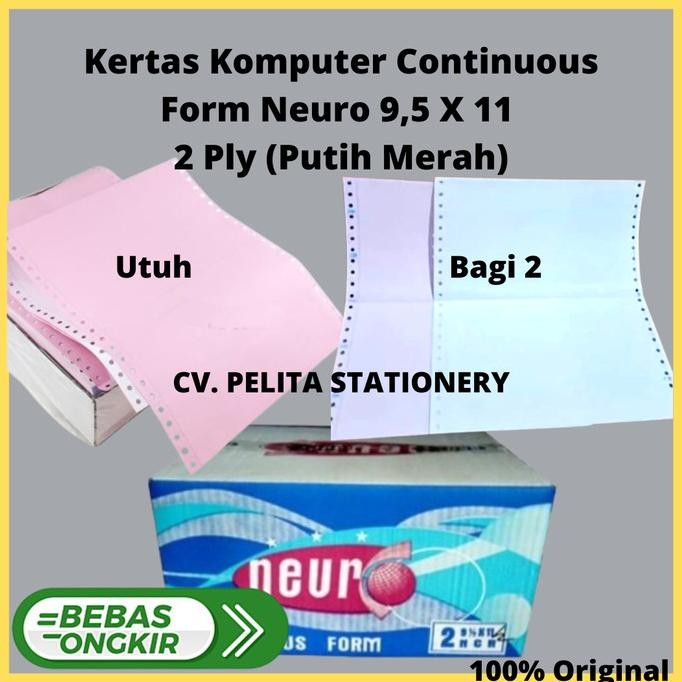 

BEBAS ONGKIR - Kertas Neuro Continuous Form 9 1/2 X 11 2 Ply (K2) Full Paper NCR