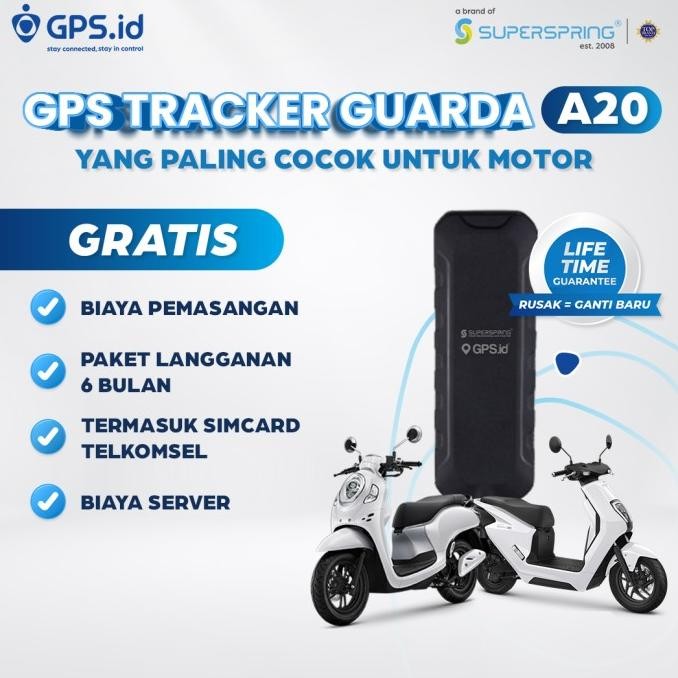 GPS ID TRACKER GUARDA A20 SUPERSPRING PELACAK COCOK UNTUK MOTOR