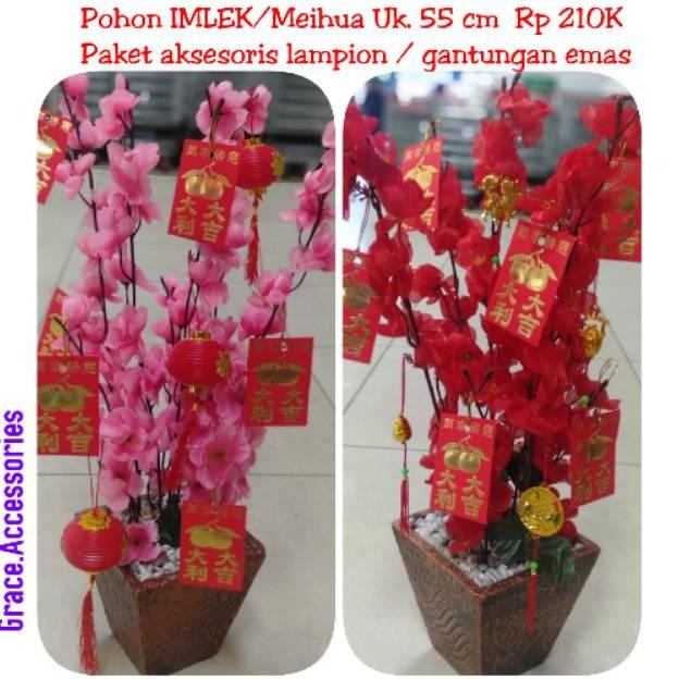 

GHT Pohon imlek meihua angpao 55 cm paket aksesoris