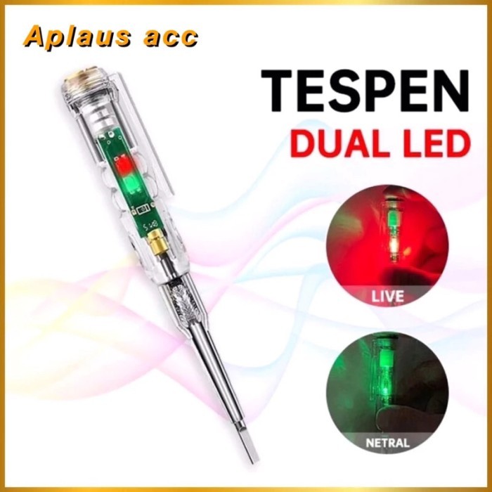 TERLENGKAP Tespen Dual LED Obeng Tester Listrik With Indicator Test Pen Kabel Listrik