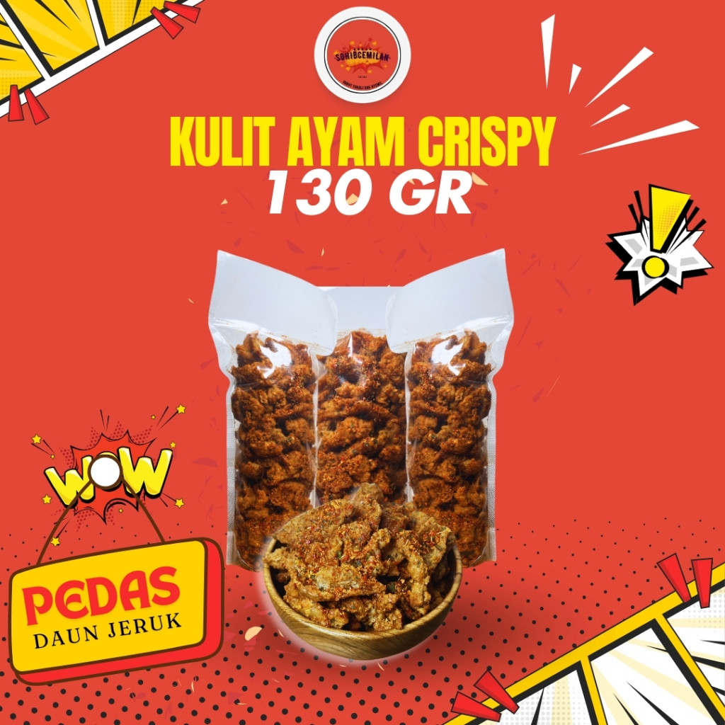 

Keripik Kulit Ayam Crispy Pedas Daun Jeruk 130gr