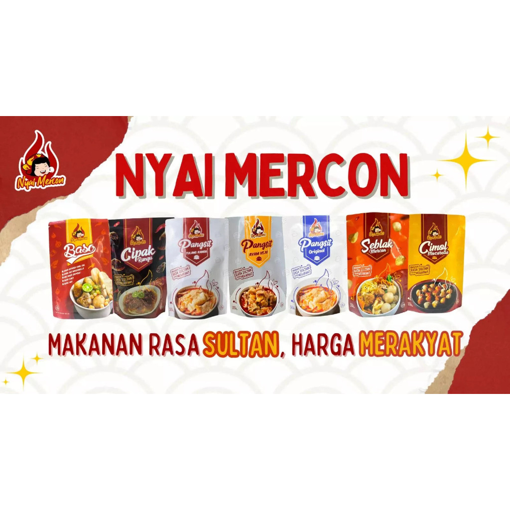 

NYAI MERCON/all variant produk/pangsit tulang rangu, original, keju, seblak, baso aci Nyai Mercon