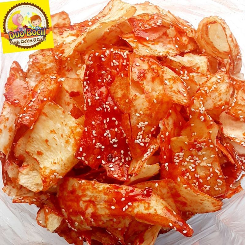 

Keripik Singkong Pedas Balado Wijen Spesial 250 Gram - Duo Bocil Snack