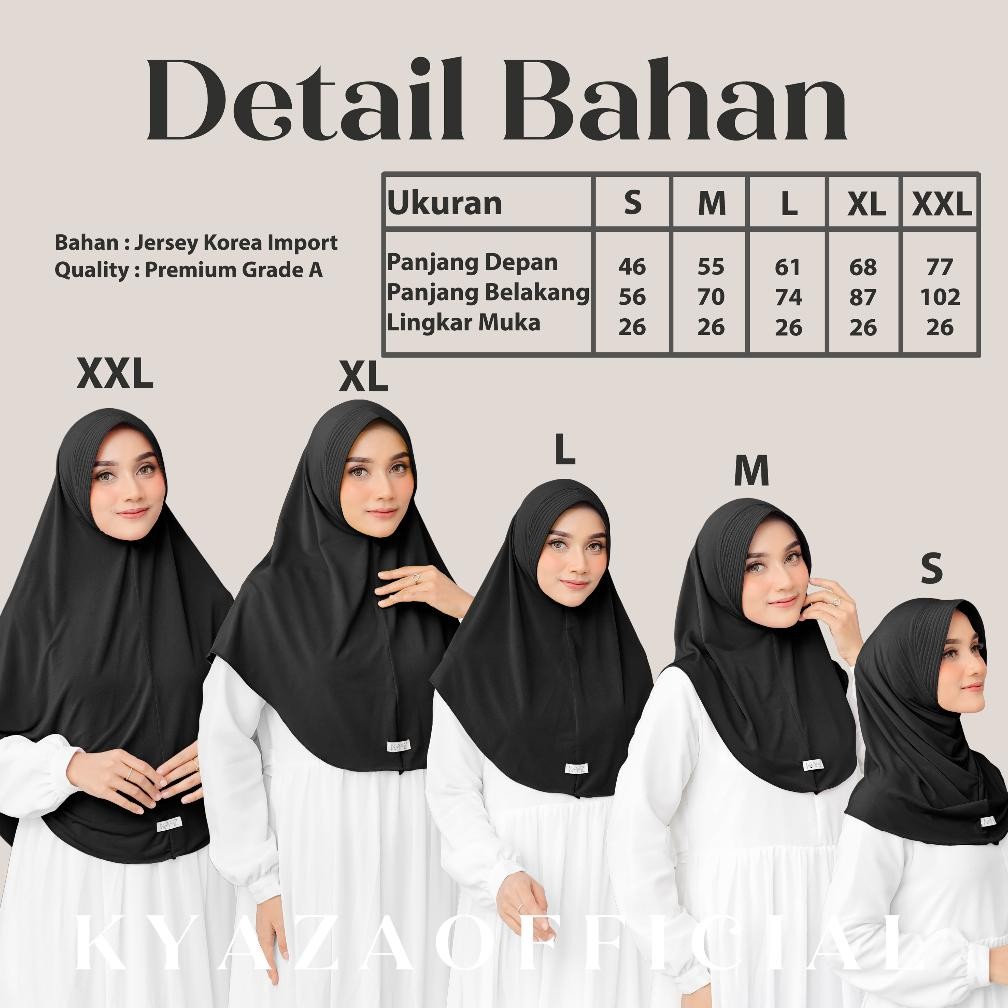Hijab Bergo Pet, Bergo Sport Pet Ukuran L, Hijab Bergo Instan Bahan Jersey Korea Kyz1