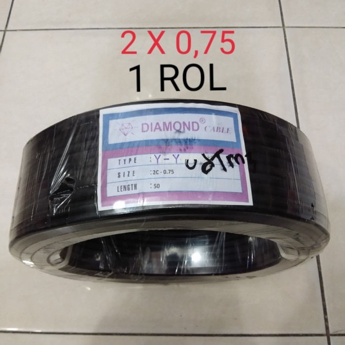 FREE ONGKIR 1 ROL Kabel Listrik RHINOS DIAMOND rambut serabut NYMHY 2 X 0,75 hitam
