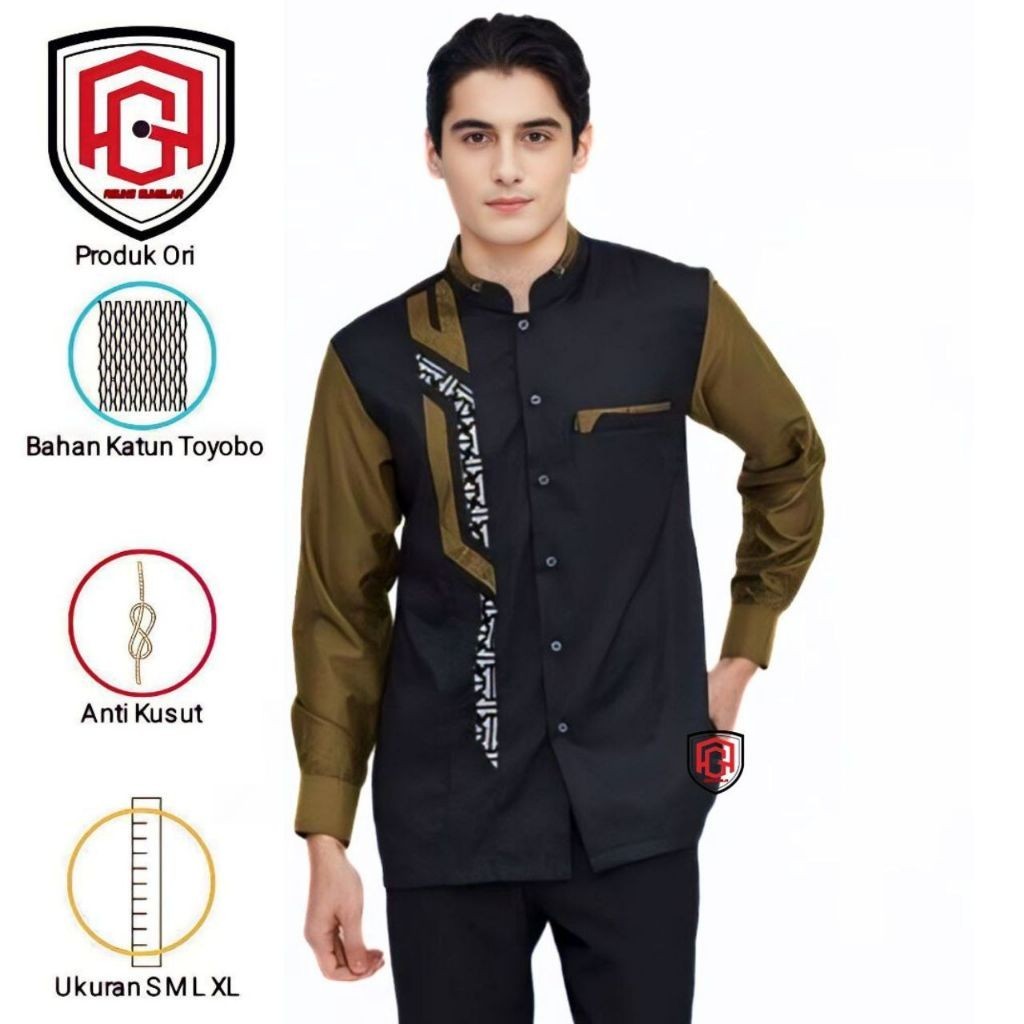Baju Koko Muslim Pria Dewasa Lengan Pendek Grosir Baju Pria Koko Khatulistiwa Bahan Premium Lengan P