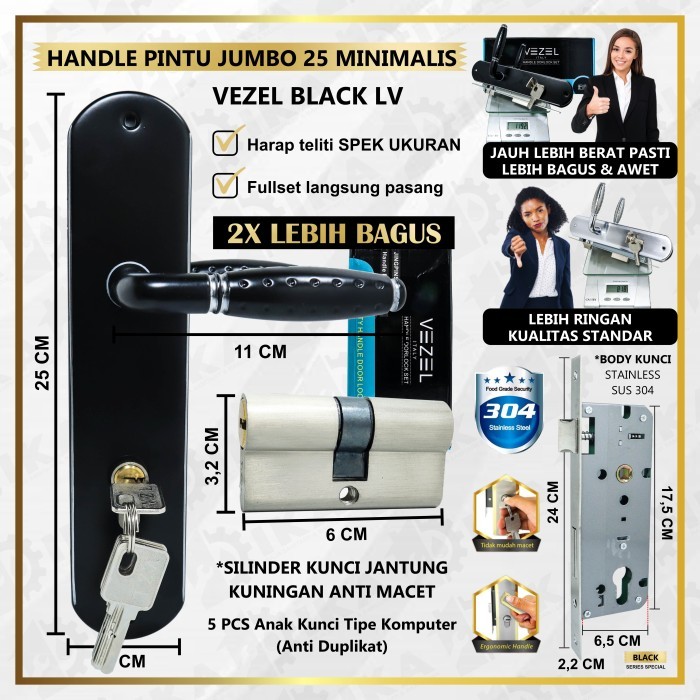 Slot Selot Kunci Handle Handel Hendel Pintu Rumah Set