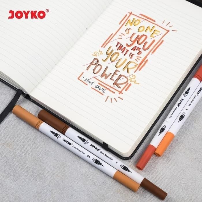 

24 Spidol Brush Pen Dual Tip Joyko Clp-07 Pena Kuas Warna Atk1034Jy