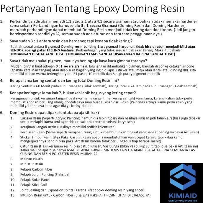 

Promo Doming Resin - 400 Gr - Epoxy Resin Bening - Resin Lycal Bening COD