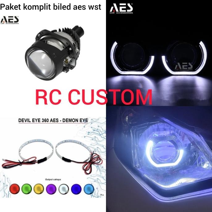 paket projie biled aes wst 2,5inch bluelens shroud bmw dan devil eyes