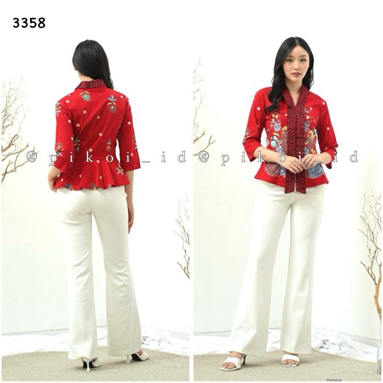 Couple batik keluarga modern edisi natal dan imlek / baju batik merah RED RADISA