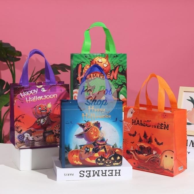 

best seller] Paperbag Halloween 2024 Kantong Goodiebag Tas Permen Souvenir Motif Pumpkin Seram Candy Gift Bag Bagus Kualitas Terbaik