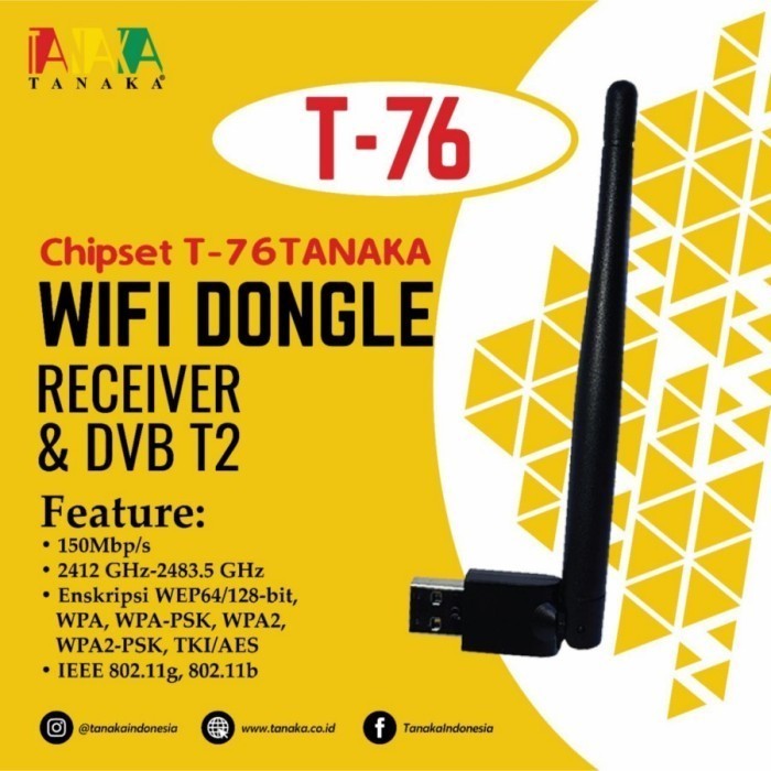 *#*#*#*#] TANAKA Dongle WIFI Receiver STB T-76 - Set Top Box DVB-T2 DVB T2 T76
