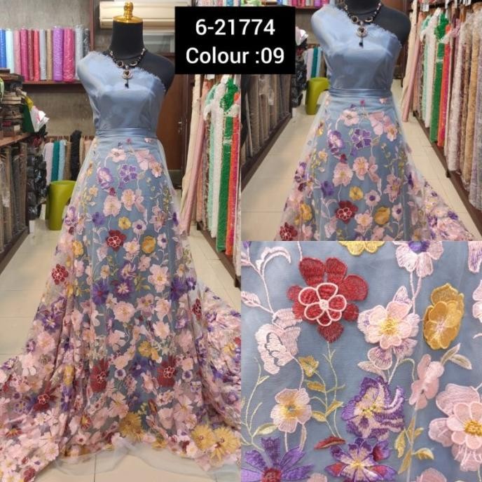 ] Kain Tile Brokat 3D Timbul Valentino AT342 Biru