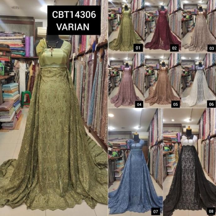 $+$+$+$+] Kain Tile Brokat Bunga Kecil Salur CBT14306 varian