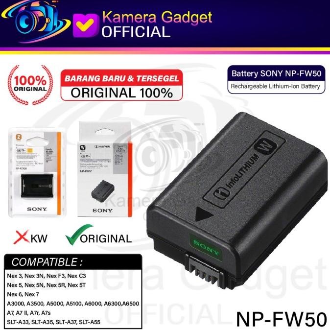 BATTERY SONY NP-FW50 ORIGINAL - BATERAI SONY A7 SONY A6000 A6300 A7 Baru