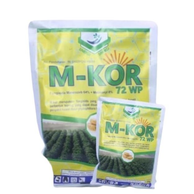 Fungisida Dua Bahan Aktif M-Kor 72Wp 100 Gram Mankozeb + Metalaksil