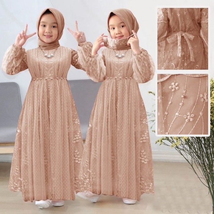 TERBAIK gamis anak perempuan muslim gamis pesta brokat mewah baju dress kid
