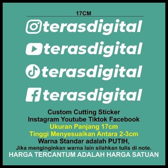 

HOT DEAL CUSTOM CUTTING STICKER INSTAGRAM YOUTUBE TIKTOK FACEBOOK 17CM SATUAN !!!!!