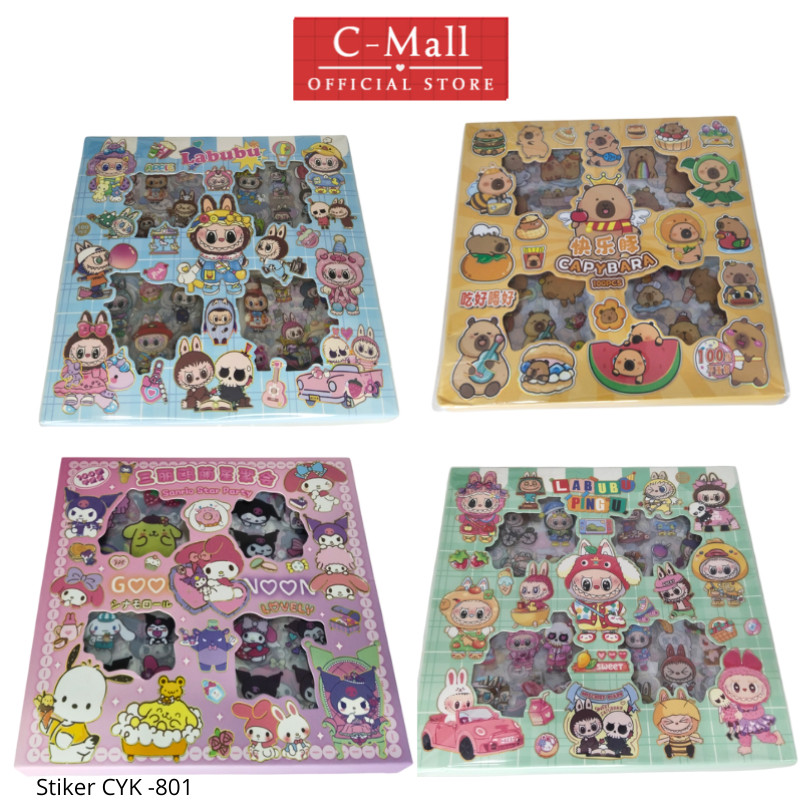 

KING ATK Stiker waterproof antii air 2D isi 100 stiker labubu sanrio bok isi 100 pcs stiker viral CYK-801