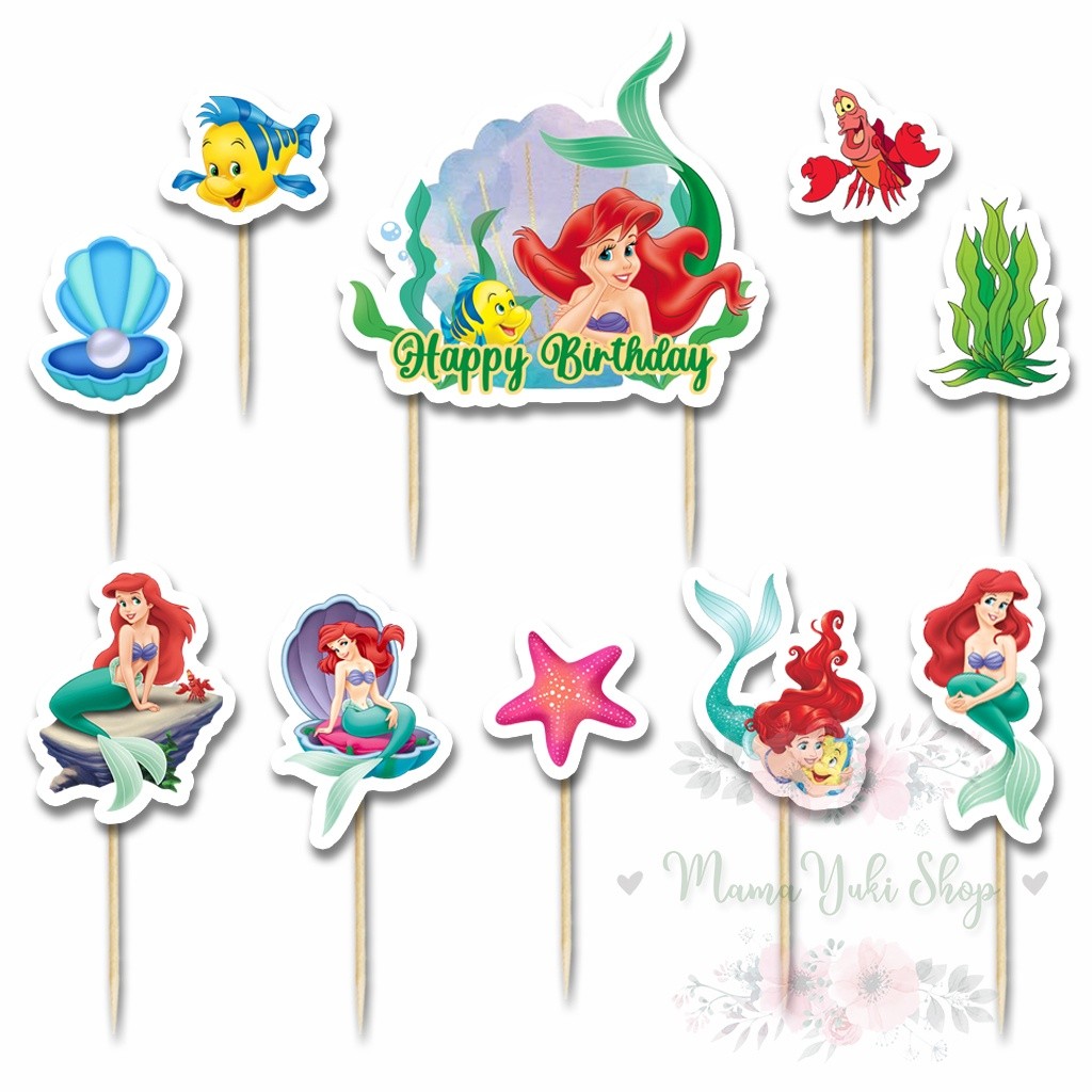 Topper Cake Hiasan Kue Ulang Tahun Anak karakter PRINCESS ARIEL MERMAID (A)
