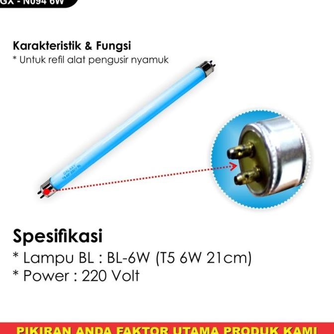 Produk Unggulan] Refill Lampu Neon Nyamuk TL T5 4W 6W 8W Serangga Fluorescent Tube Biru