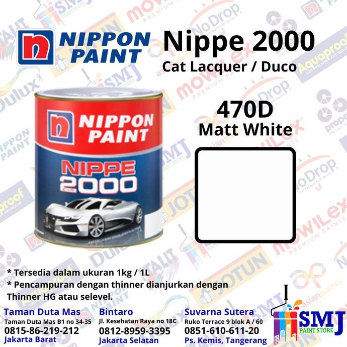 

CAT DUCO NIPPE 2000 470D MATT WHITE / PUTIH DOFF 1L 1KG ORIGINAL