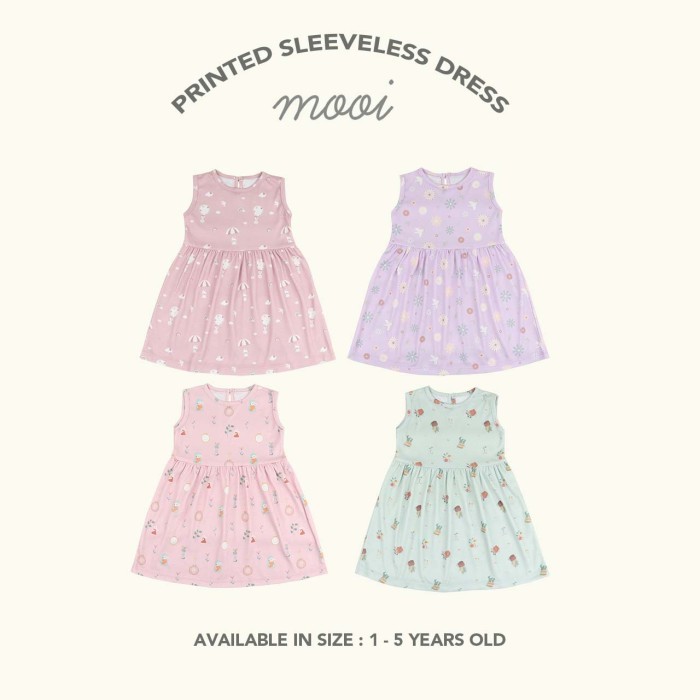 Mooi Dress Anak Perempuan Printed Sleeveless Dress