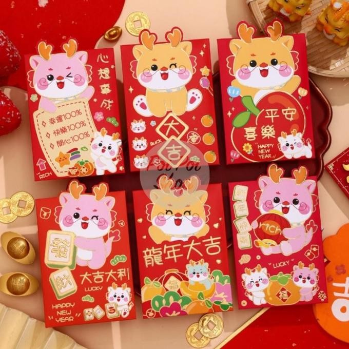 

TK Angpao Imlek 3D Naga 2024 Kuping Pendek HJ Timbul Ampau Amplop TD