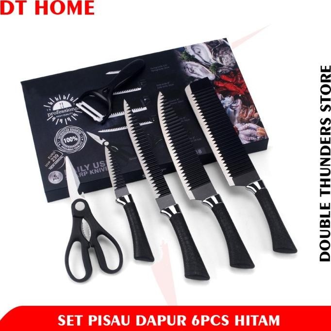 

Berkualitas Pisau Set Dapur Hitam Tebal Isi 6pc DT-HM03