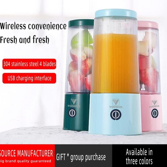 

Berkualitas YOOGOO BLENDER PORTABLE MINI 350 ML 4 PISAU USB CHARGE