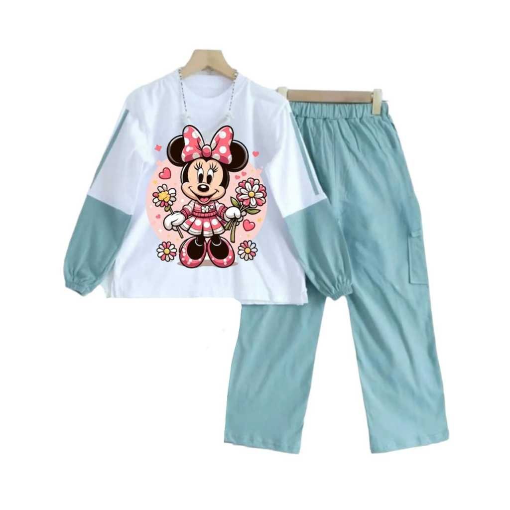 Setelan Anak Perempuan Oneset Ootd Bocah Umur 2-14 Thn Kekinian Wanset Bju 2In1 Cewek Terbaru 2025 A