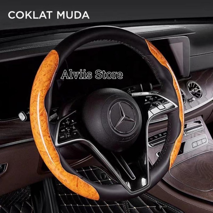 Cover Stir Mobil 05 Motif Kayu/ Sarung Stir mobil 05 Motif Kayu