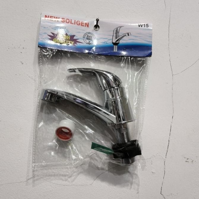 Promo W15 Nekel Kran Wastafel Cuci Tangan SOLIGEN W15 CROME Nekel COD