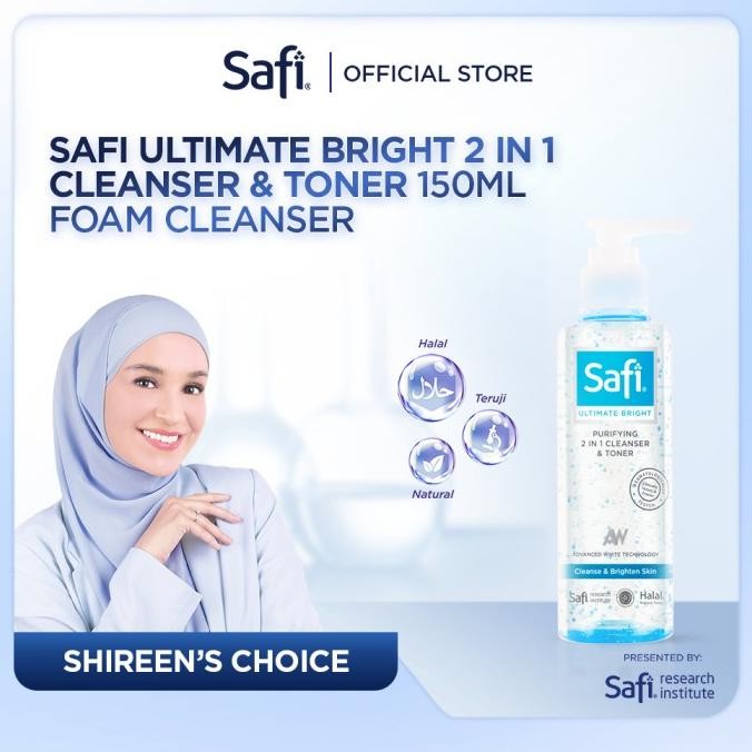 

TERSEDIA SAFI - ULTIMATE BRIGHT - 2IN1 CLEANSER & TONER 150ML - FOAM CLEANSER