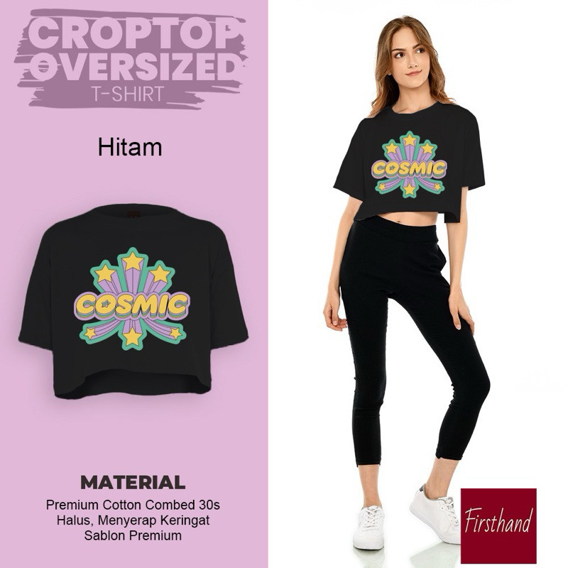 Kaos Cosmic Stars Crop Top Oversize Baju Crop Original