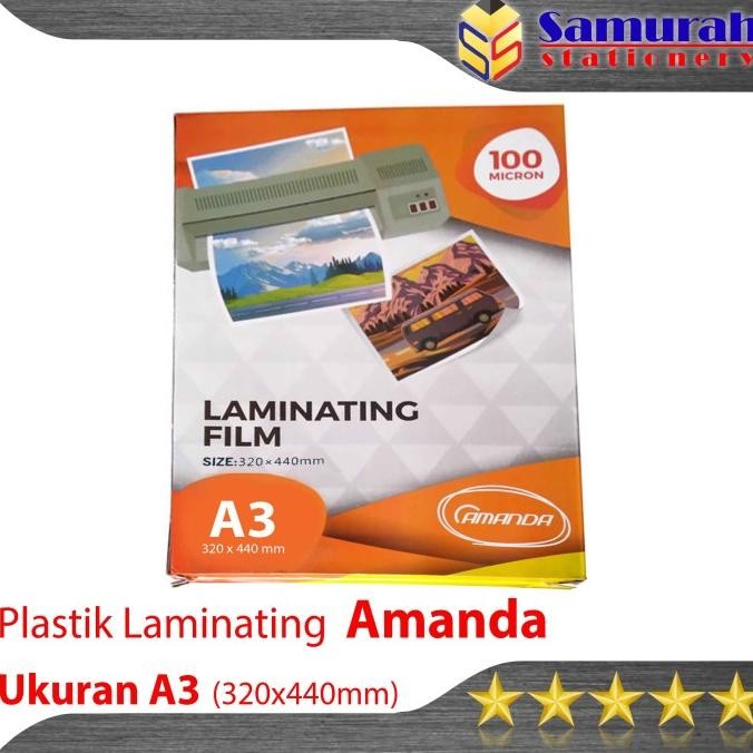 

BEBAS ONGKIR - Plastik Laminating Film A3 Amanda 100 Micron - 100 lembar 320 x 440 mm