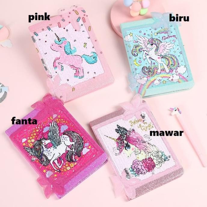 

NOTEBOOK UNICORN BUKU TULIS AGENDA DIARY SEQUIN NB05