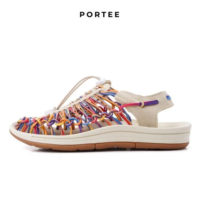 Jual Sandal Wanita Portee Goods Loom Sandal Wanita Rainbow White