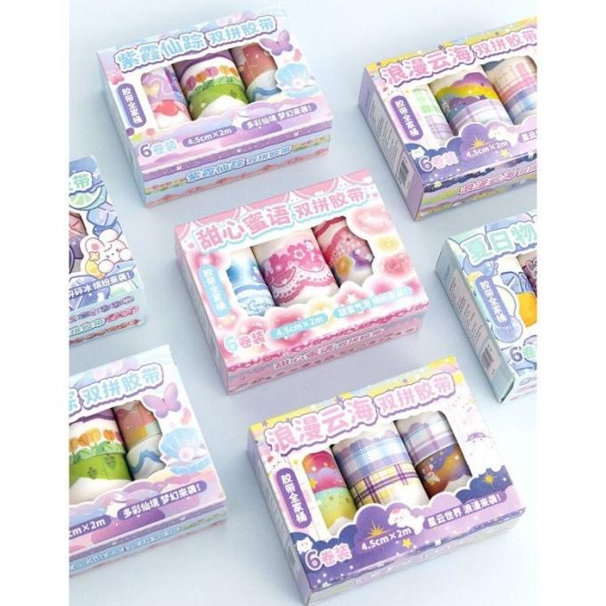pui 12in1 Washi Tape Stiker Pinggiran Buku Hiasan Jurnal Sticker Aesthetic