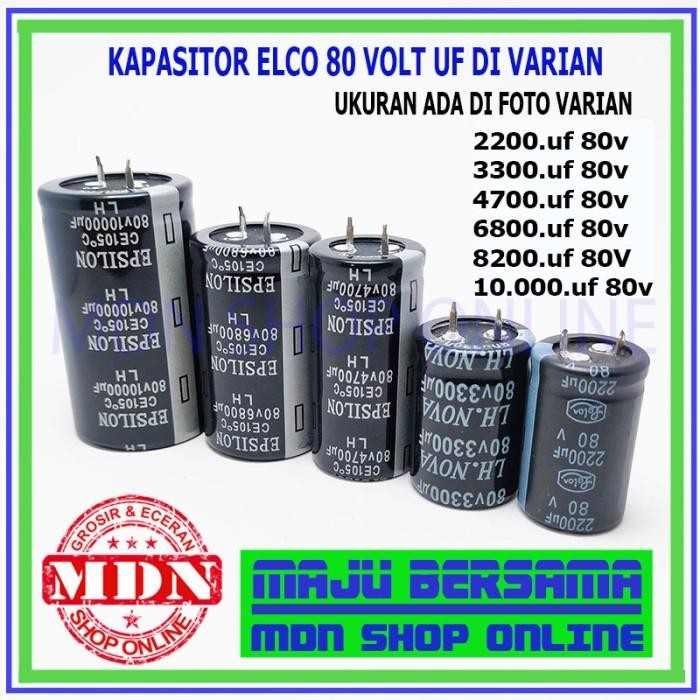 Kapasitor elco 2200uf 3300uf 4700uf 6800uf 8200uf 10000uf 80v Import Premium