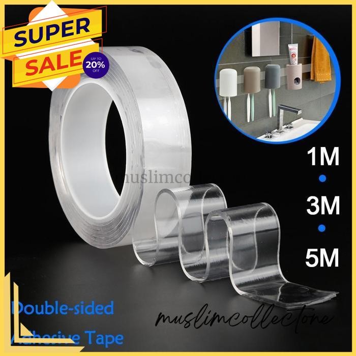 

DOUBLE TAPE PEREKAT NO TRACE WASHABLE STICKER 3 X 01 CM 5 METER BEST PRODUCT