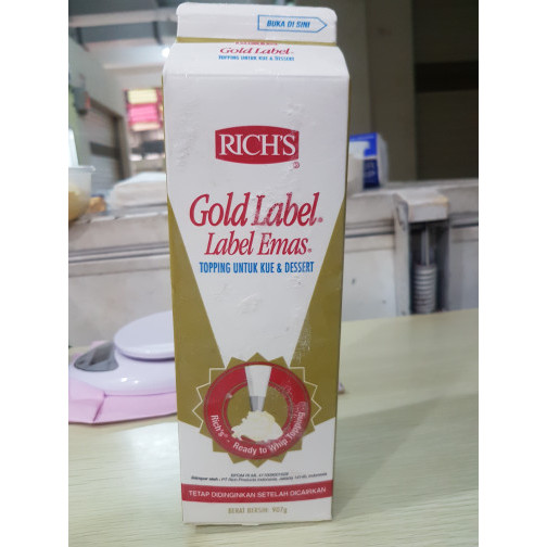 

PROMO SPECIAL rich gold label whipped cream 907 gr Kode 1058