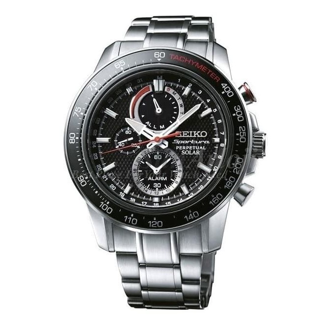 Seiko Ssc357P1 Sportura Perpetual Solar Silver Black Ready Stok